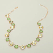 Round Square Stone Bezel Cluster Link Necklace | Pink