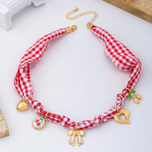 Gingham Scarf Charm Necklace | Red
