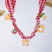 Gingham Scarf Charm Necklace | Red