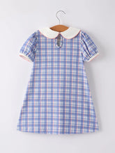 Checkered Apple School Dress | Blue