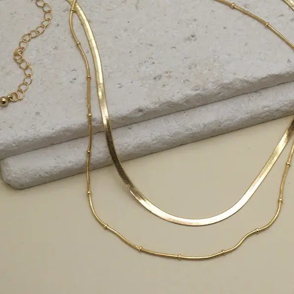 Double Snake Chain Layer Necklace