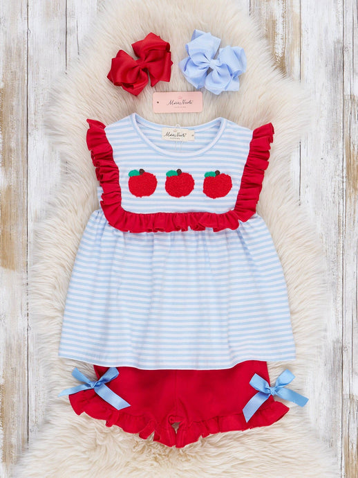 Red Apples + Stripes Ruffle Set