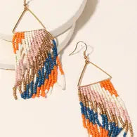 picture 1 Triangle Cutout Beaded Fringe Earrings