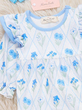 Garden Glimmer Ruffle Romper | Blue