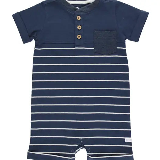 Boys Henley Romper | Navy