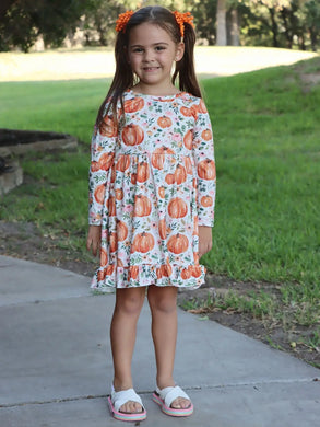 Sweet Floral Pumpkin Dress | Cream