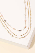 Triple Stone Layered Chain Necklace