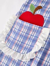Checkered Apple School Dress | Blue