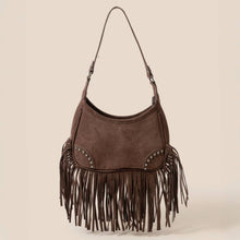 Fringe Belt Decor Shoulder Bag | Dark Brown