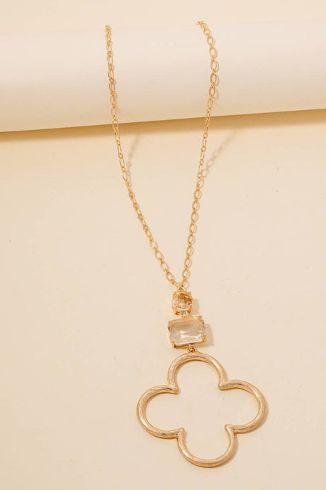 Clover Long Chain Necklace  | Gold