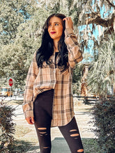 Oversize Plaid Button Top | Tan