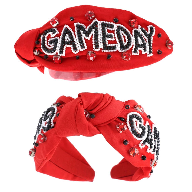 picture 1 Gameday Rhinestone Headband | Red/Black