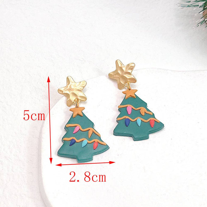 Christmas Tree Clay Earring