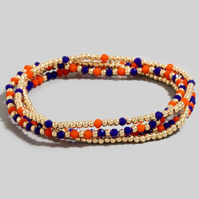 Gameday Set of 4 Bracelets | Orange + Blue