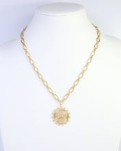 Carmen Coin Necklace Paw Print Worn Gold: Default