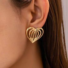 Gold Ribbed Heart Earrings*