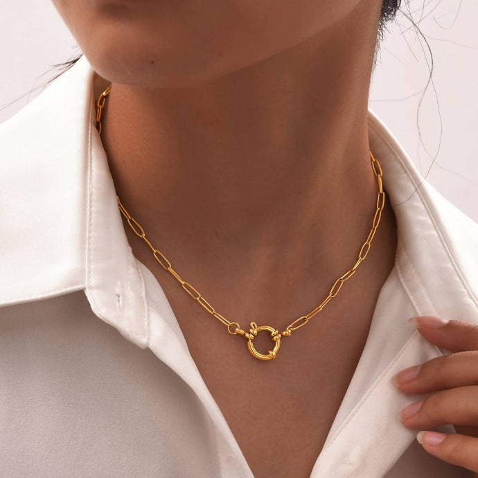 Circle Link Chain Necklace | Gold