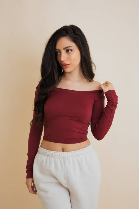 Long Sleeve Crop | Wine