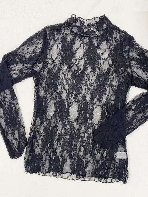 Lace Layering Top Curvy | Black