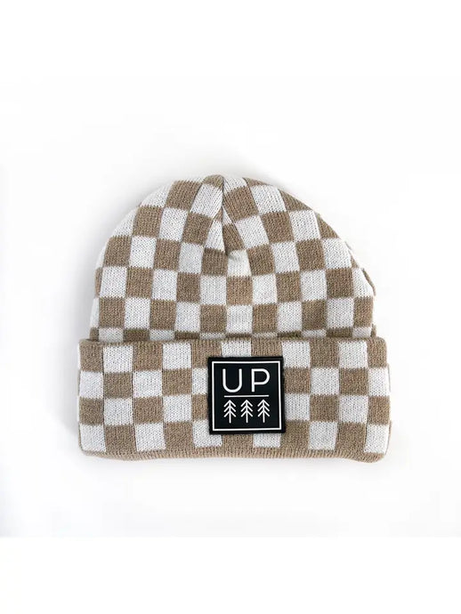 Checkered Kids Hat | Taupe