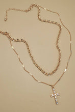 Rhinestone Cross Necklace | Gold