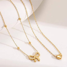 Bow Heart Layered Necklace