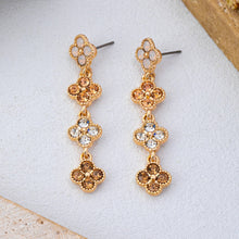 Clover Rhinestone Dangle Earrings