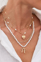 Bow Heart Pearl Layered Necklace