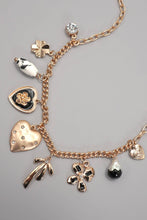 Heart Bow Flower Necklace | Gold