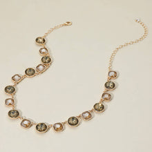 Round Square Stone Bezel Cluster Link Necklace | Pink
