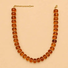 Chunky Amber-Tone Barrel Bead Necklace