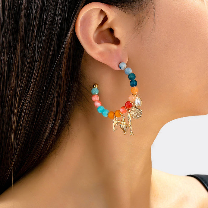 Nautical Beaded Hoop Earrings