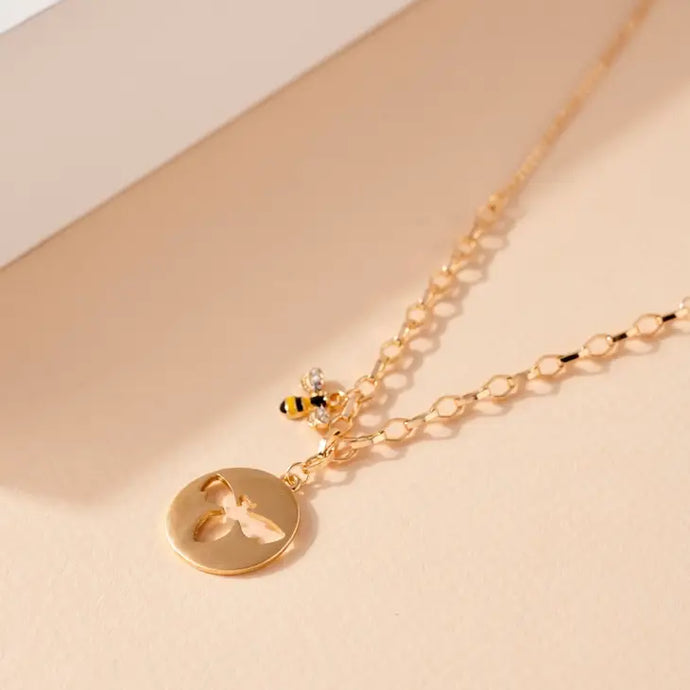 picture 1 Bumble Bee Charm Necklace | Gold