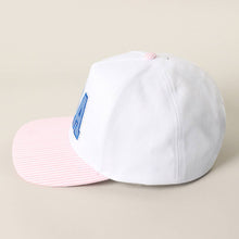 USA Gingham Letter Patch Striped Hat | Pink