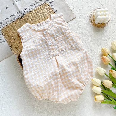 Checkered Romper | Khaki