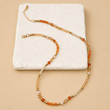 Glass Bead & Gold Beaded Necklace