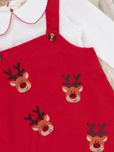 Embroidered Reindeer Corduroy Set | Red