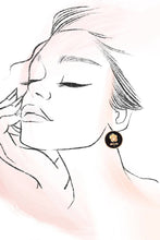 Golden Rose Stud Earring | Black