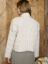 Floral Puffer Jacket | Light Khaki