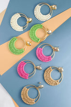 Boho Raffia Hoop Earring | Green