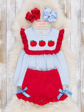 Red Apples + Stripes Ruffle Set