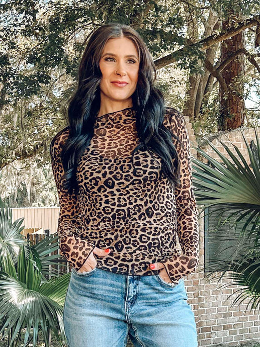 Leopard Mesh Layering Top