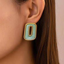 Enamel Rectangle Cutout Earring | Sage