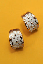White Hoop Floral Earring