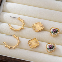 Floral Textured Trio Earring Set*