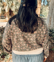 Floral Print Ribbed Contrast Sweatshirt | Olive