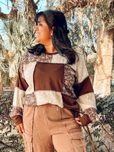 Floral & Lace Patchwork Top | Brown