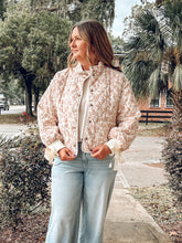 Floral Quilted Ribbon Jacket | Ivory/Pink
