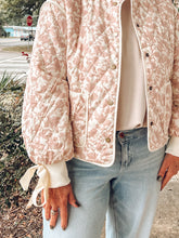 Floral Quilted Ribbon Jacket | Ivory/Pink