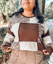 Floral & Lace Patchwork Top | Brown